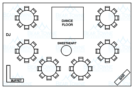 30' x 45' Tent Rental Table Layout