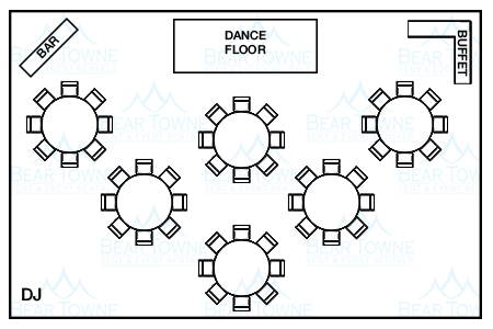 30' x 45' Tent Rental Table Layout