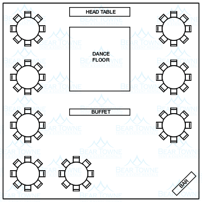 40' x 40' Tent Rental Table Layout