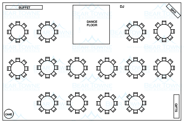 40' x 60' Tent Rental Table Layout
